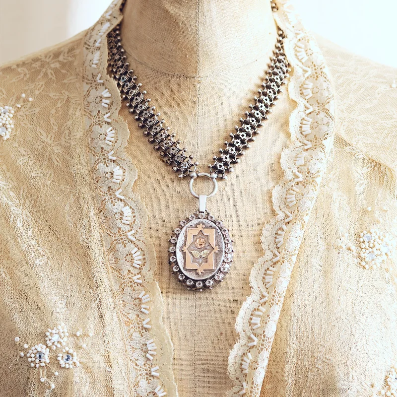 Elegant necklace sets for women-Quite Fabulous Date 1886 Silver Locket and Collarette