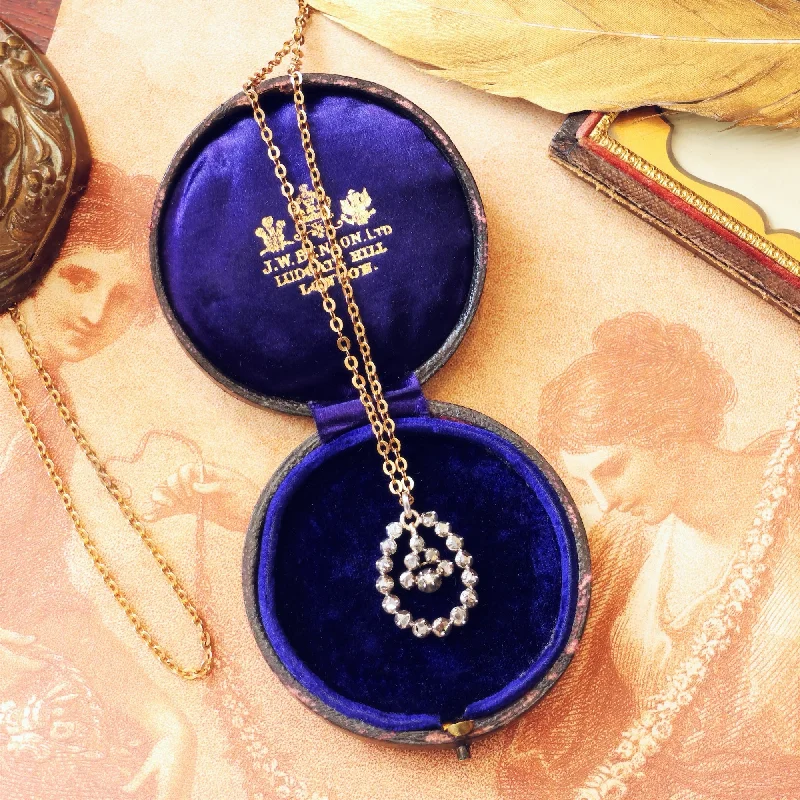 Elegant necklace sets for women-Antique Lasque Cut Diamond Flower Drop Pendant