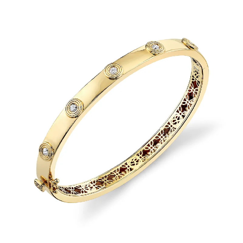 Women’s infinity bracelets-Gold & Diamond Fluted Hinge Bangle