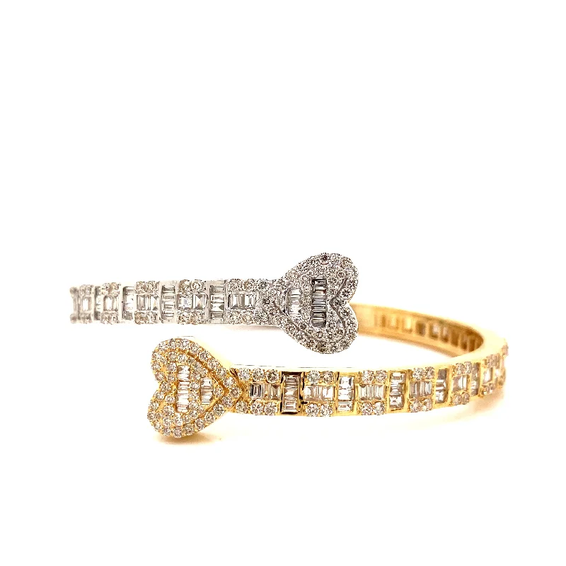 Women’s bangles with diamonds-4CT Two-Tone Heart Bangle