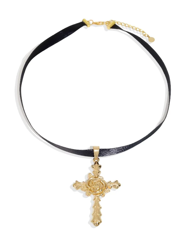 Women’s layered gold necklaces-Bellrose Cross Necklace