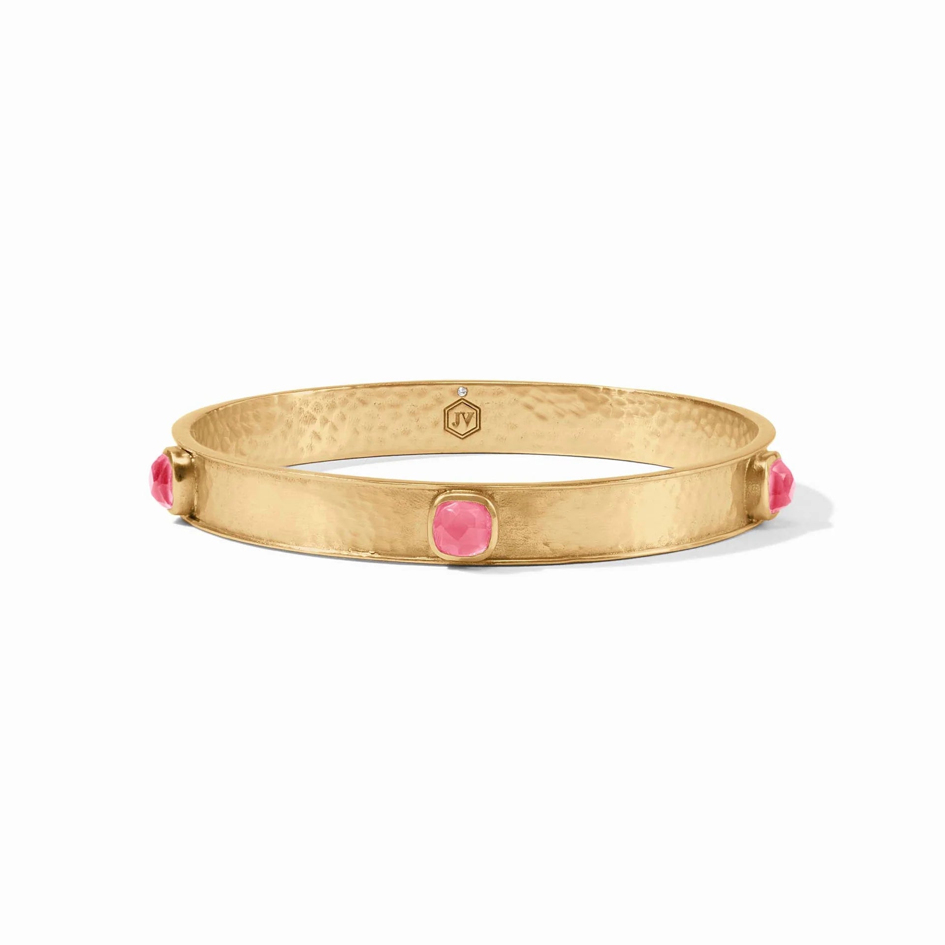 Custom-designed bracelets for women-Julie Vos | Catalina Stone Bangle with Iridescent Peony Pink Stones in Gold