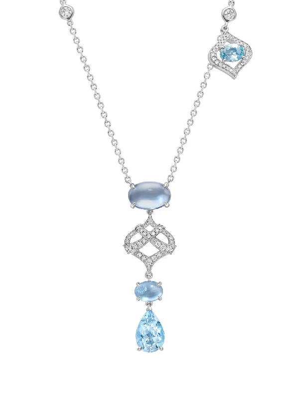 Fashionable necklaces for women-Woodland Aquamarine Diamond White Gold Pendant