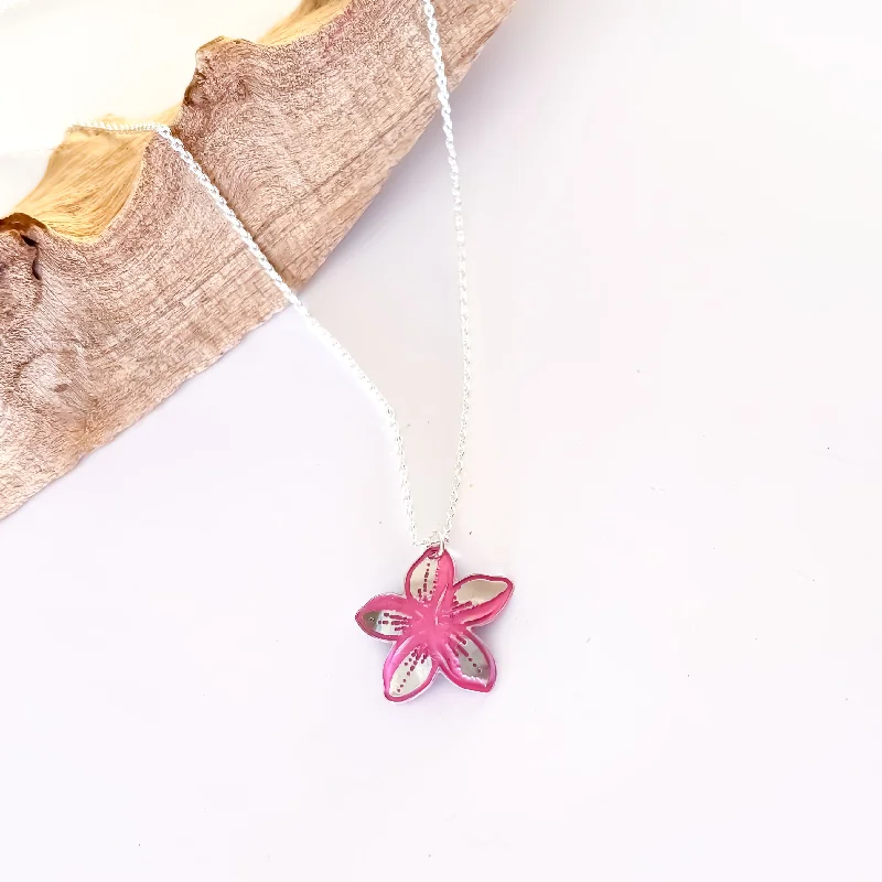 Women’s necklaces with floral pendants-Plumeria Pink Necklace