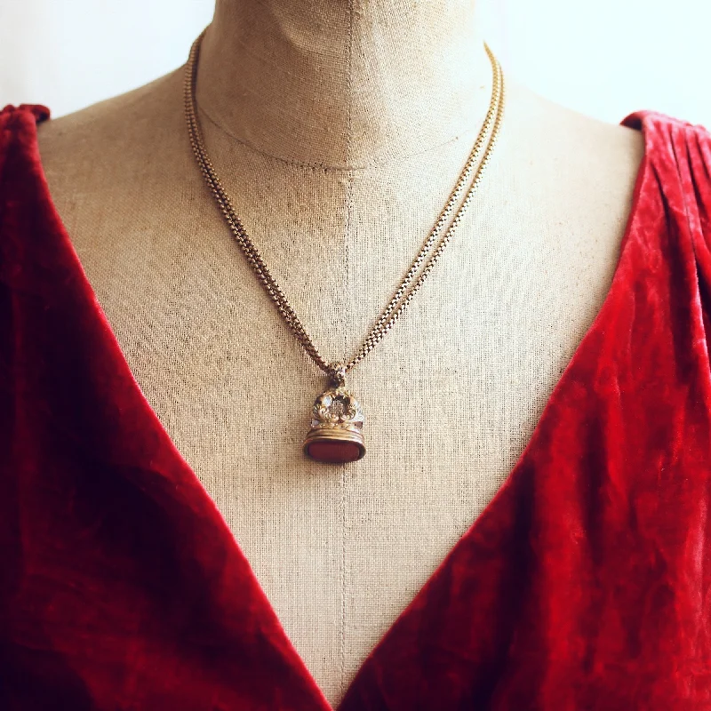 Women’s necklaces with intricate patterns-Striking Antique Georgian Fob and Guard Chain