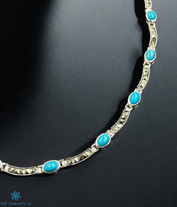 Women’s chunky necklaces-The Blue Legacy Luxe Silver Marcasite Necklace