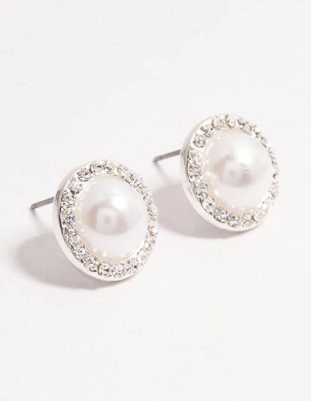 Women’s flower earrings-Silver Bohemia Czech Crystal Halo Stud Earrings