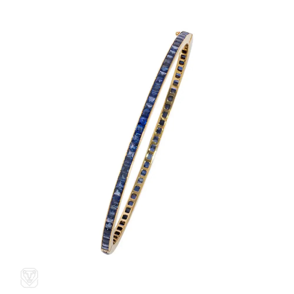 Women’s pearl bracelets-Antique sapphire bangle