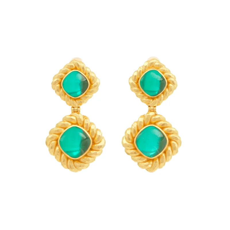 Boho-style earrings for women-Carlotta Earrings Emerald Green Quartz