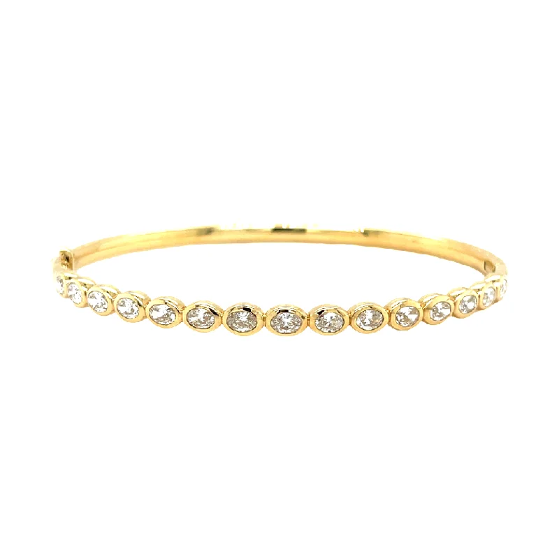 Women’s bracelets with sapphires-Oval Diamond Bezel Bangle