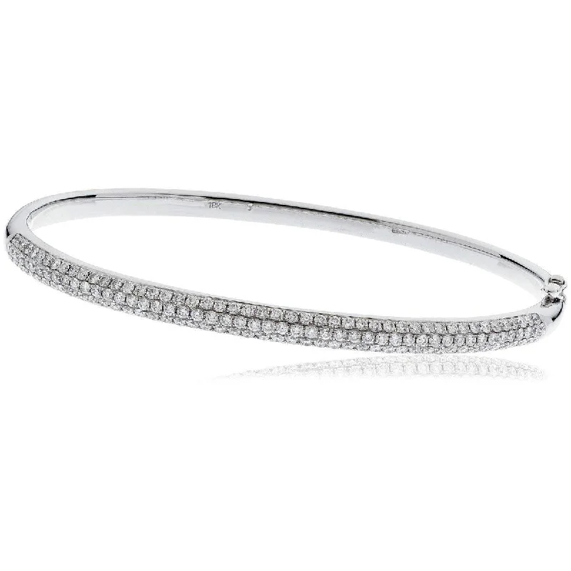 Affordable bracelets for women-DIAMOND PAVE SETTING BANGLE IN 18K WHITE GOLD