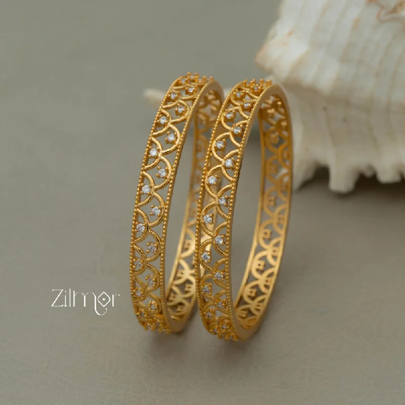 Elegant bangles for special occasions-SG100983 - Gold Plated stone bangle (pair)