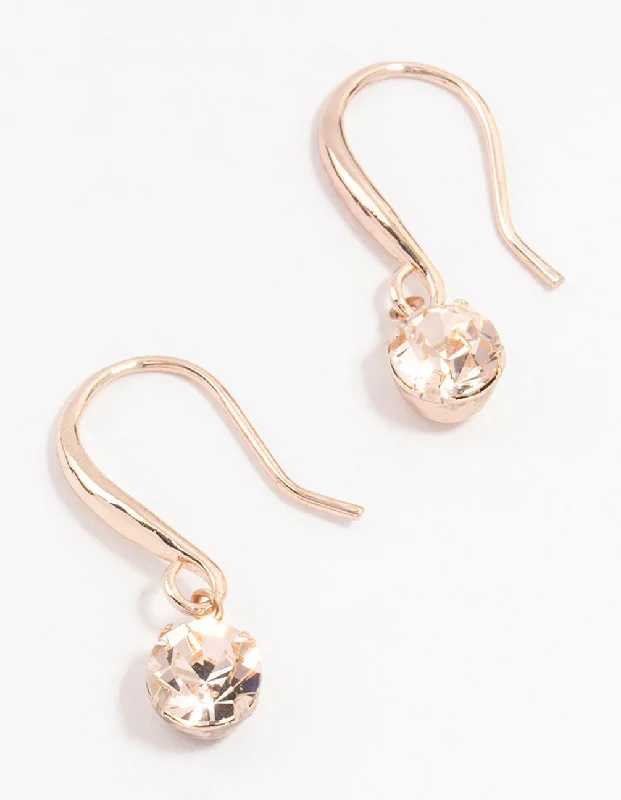 Women’s statement chandelier earrings-Rose Gold Basic Bohemia Czech Crystals Drop Earrings