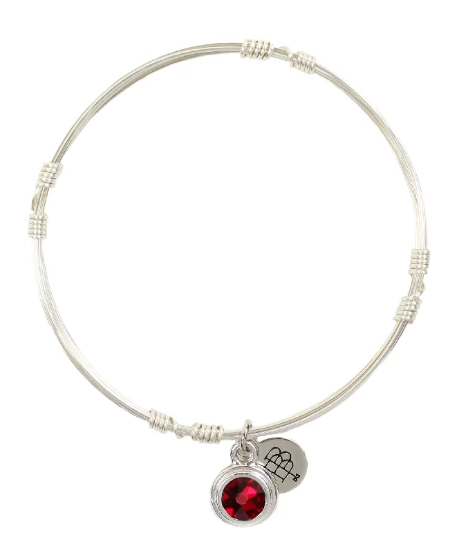 Unique bracelets for women-Birthstone Bangle Stacker - Silver