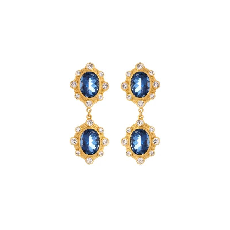 Women’s opal earrings-Calypso Earrings Sapphire Quartz & Clear Crystal