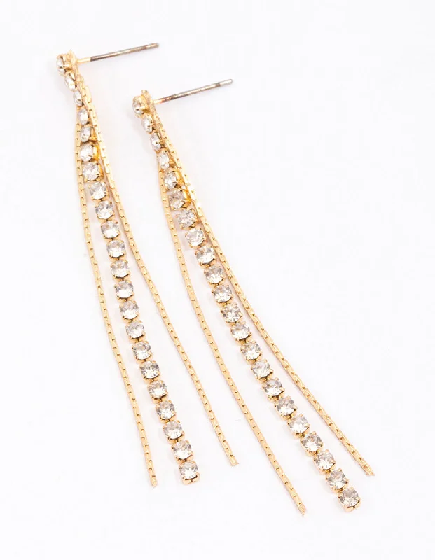 Women’s gemstone stud earrings-Gold Anchor & Cup Chain Drop Earrings