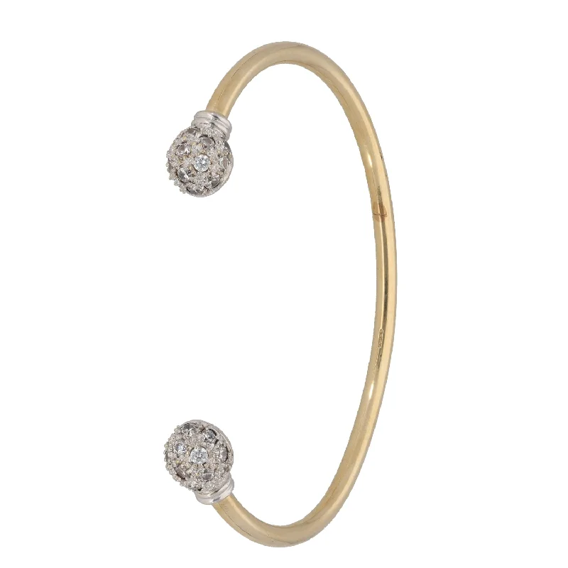 Luxury women’s bracelets-9ct Gold Cubic Zirconia Torque Bangle