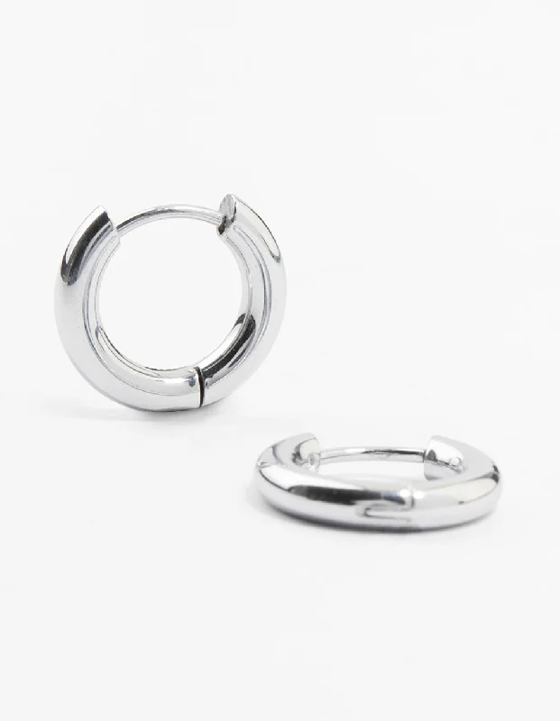 Women’s artistic earrings-Waterproof Stainless Steel Clicker Hoop Earrings 16 MM