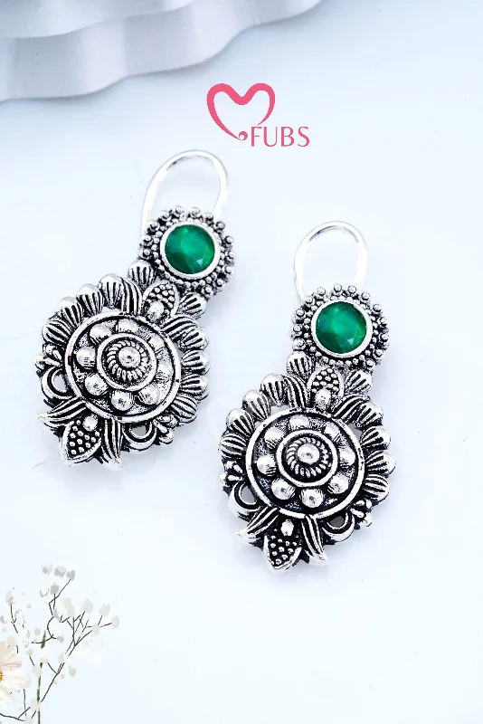 Women’s vintage-style earrings-Oxidized Eclipse Hook Earrings