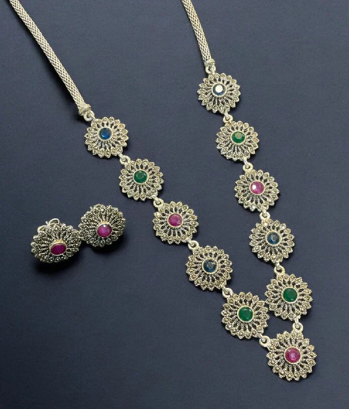 Women’s flower pendant necklaces-The Radiant Flora Silver Marcasite Necklace & Earrings