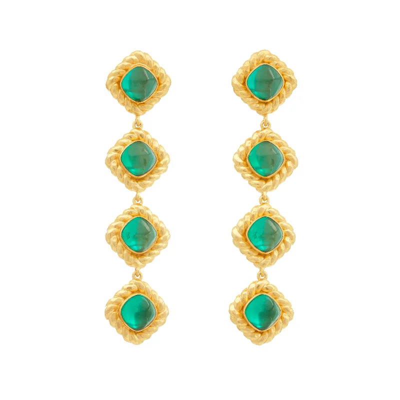 Women’s sterling silver hoops-Annabella Earrings Emerald Green Quartz