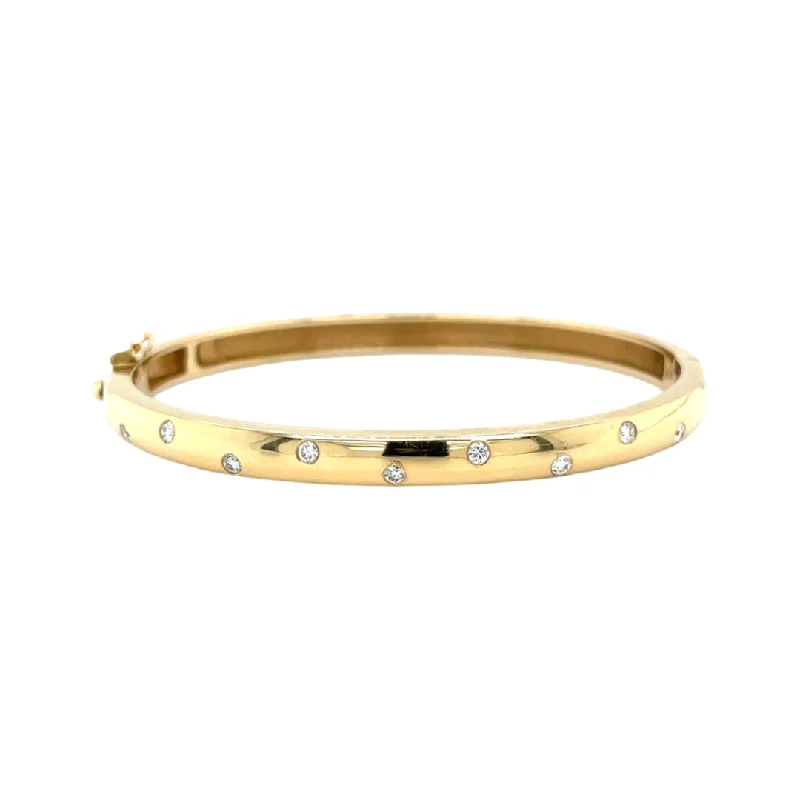 Women’s birthstone bangles-Round Edge Scatter Diamond Bangle