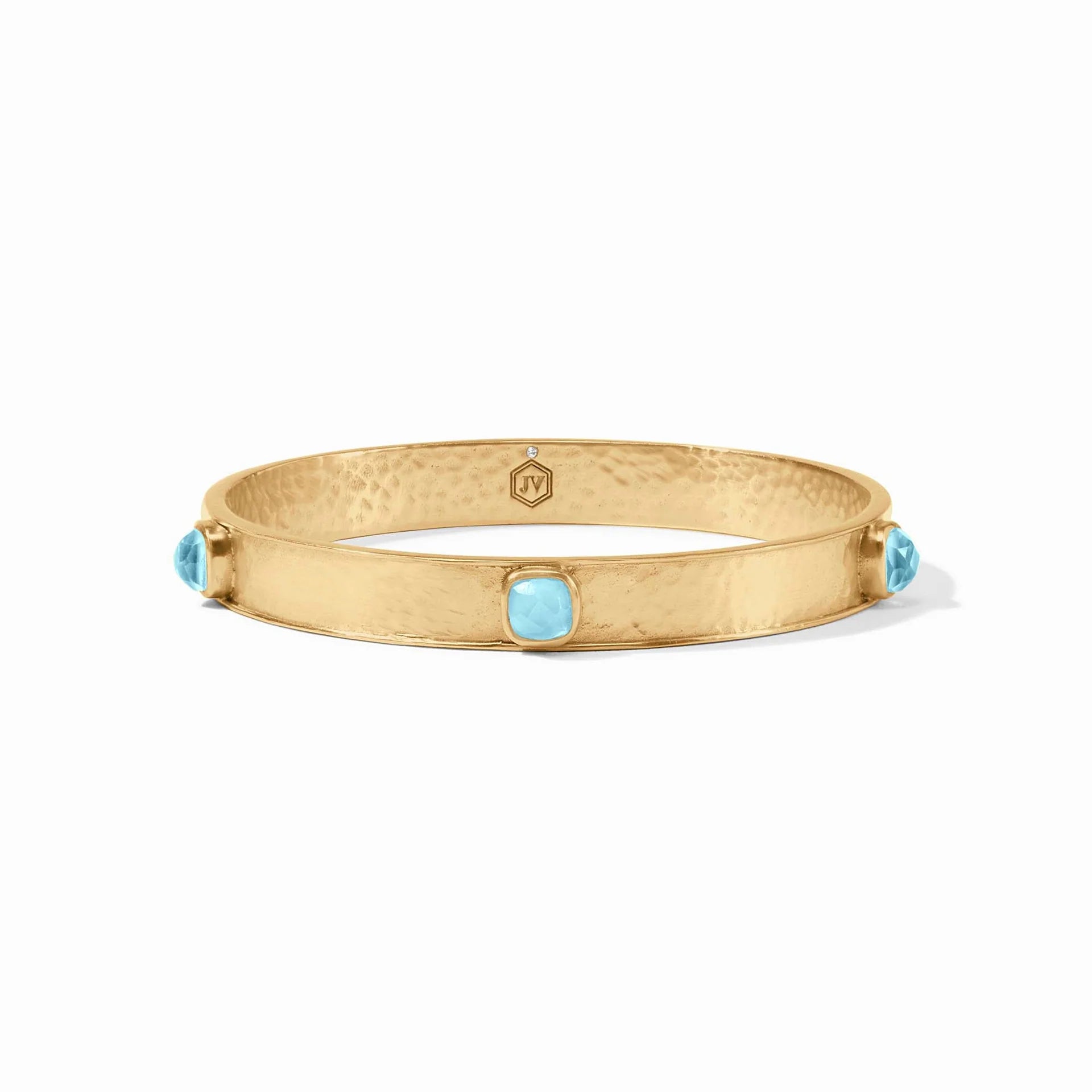 Women’s gold and silver bangles-Julie Vos | Catalina Stone Bangle with Iridescent Capri Blue Stones in Gold