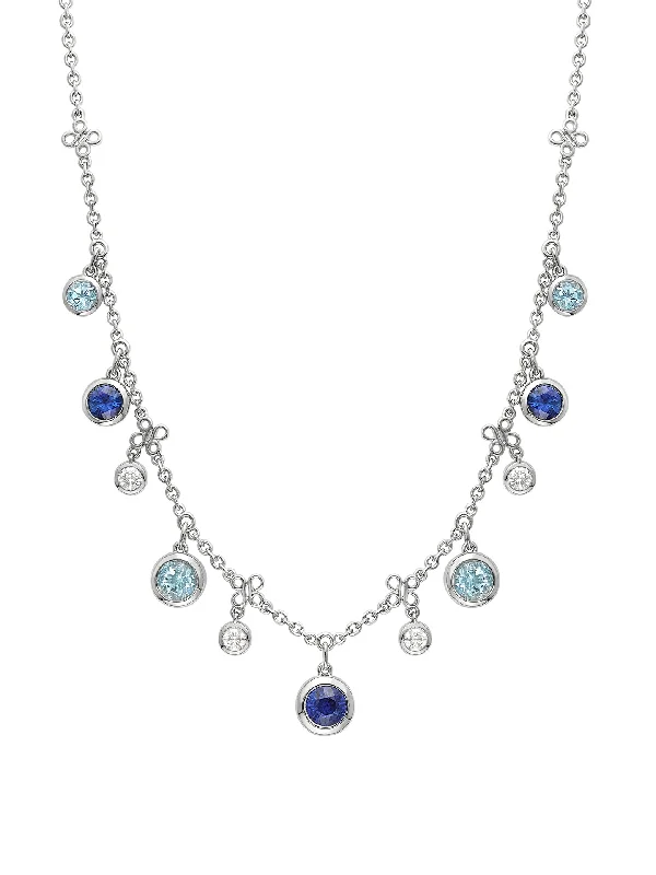 Women’s necklaces with sapphires-Beach Sapphire Aquamarine Platinum Necklace