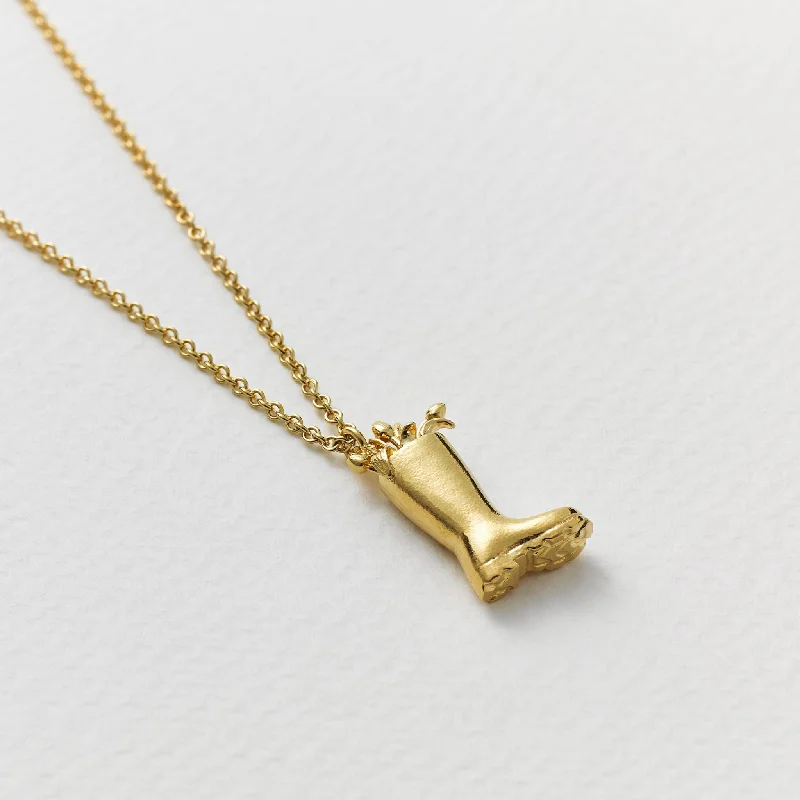 Personalized engraved necklaces for women-Alex Monroe Gold Tulip Filled Wellington Boot Necklace