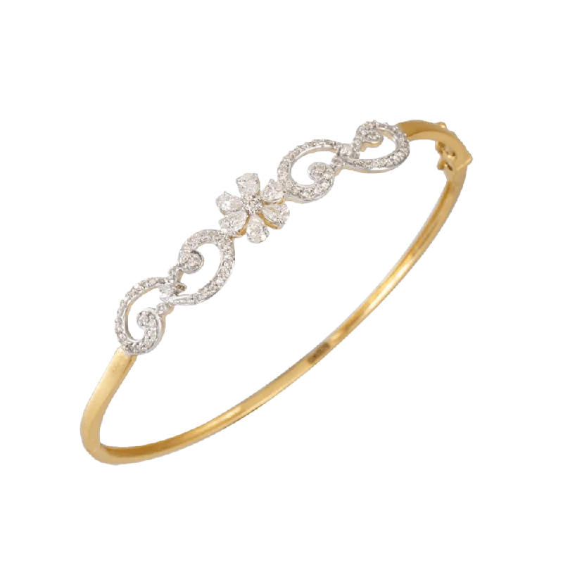 Women’s pearl bracelets-18KT (750) Yellow Gold And Diamond Bangle For Women