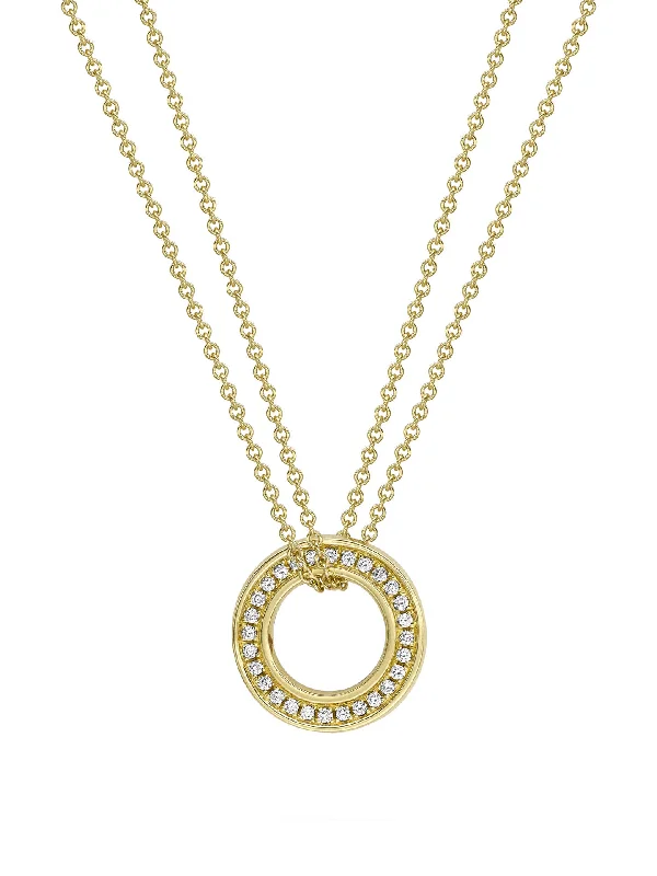 Women’s necklaces with gemstones-Roulette Small Yellow Gold Diamond Pendant