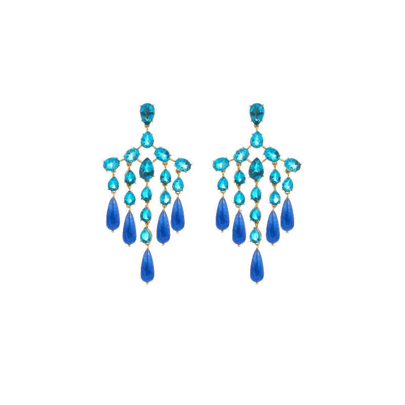 Stylish women’s earrings-Syros Earrings Sapphire Quartz, Topaz Quartz & Blue Jade