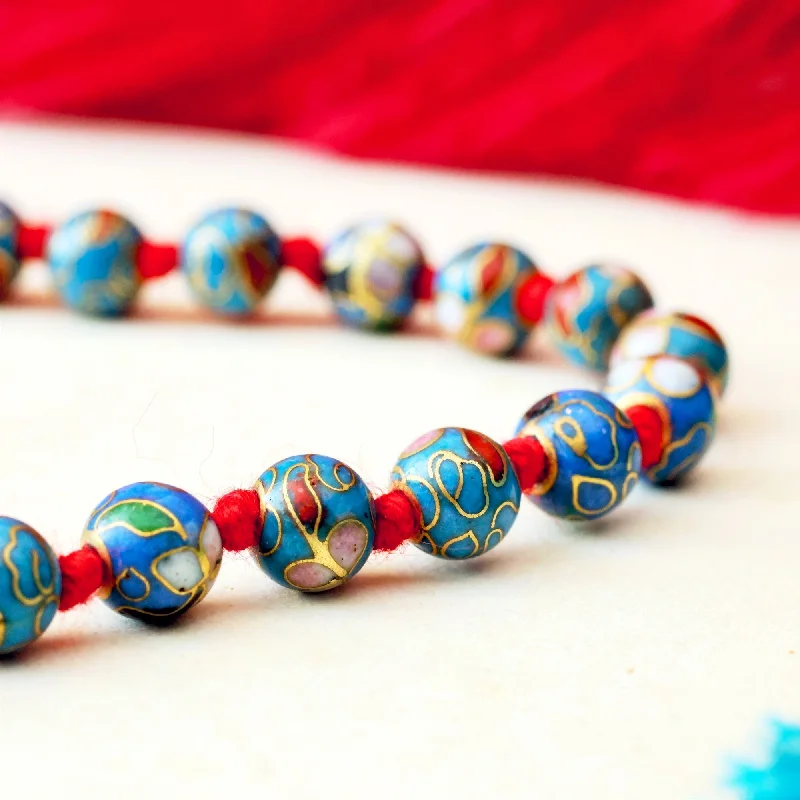 Women’s luxurious diamond necklaces-Vintage Chinese Cloisonne Bead Necklace