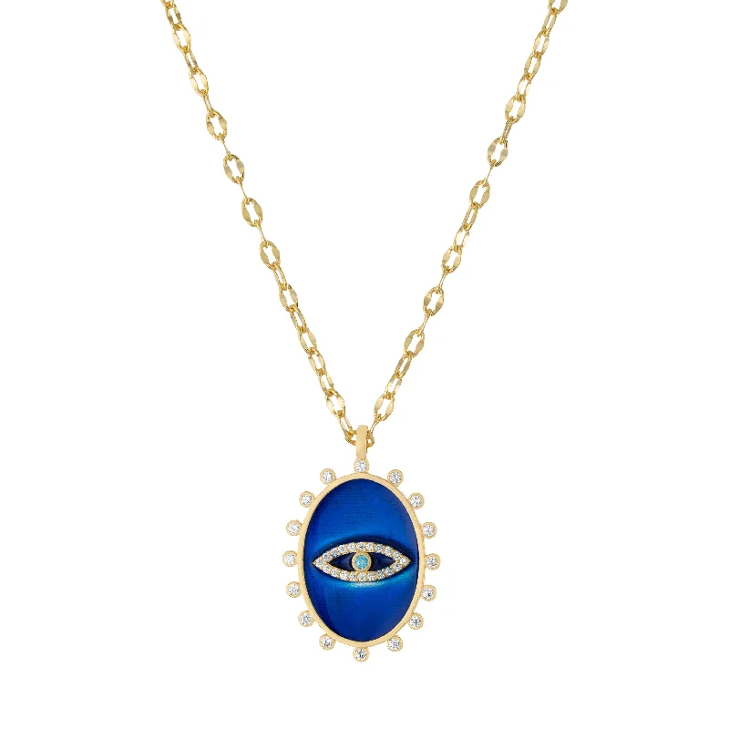 Women’s necklaces with animal pendants-Evil Eye Enamel Necklace