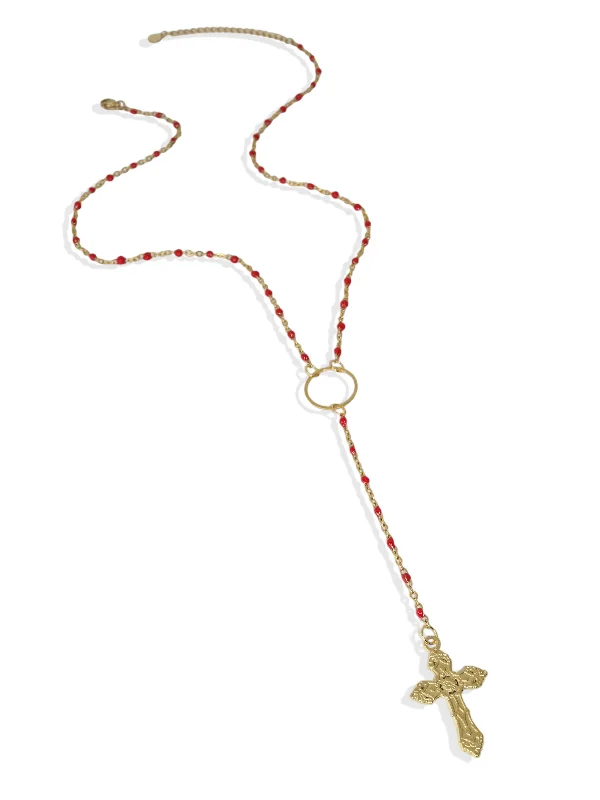 Women’s long necklaces-Rose Rosary Necklace