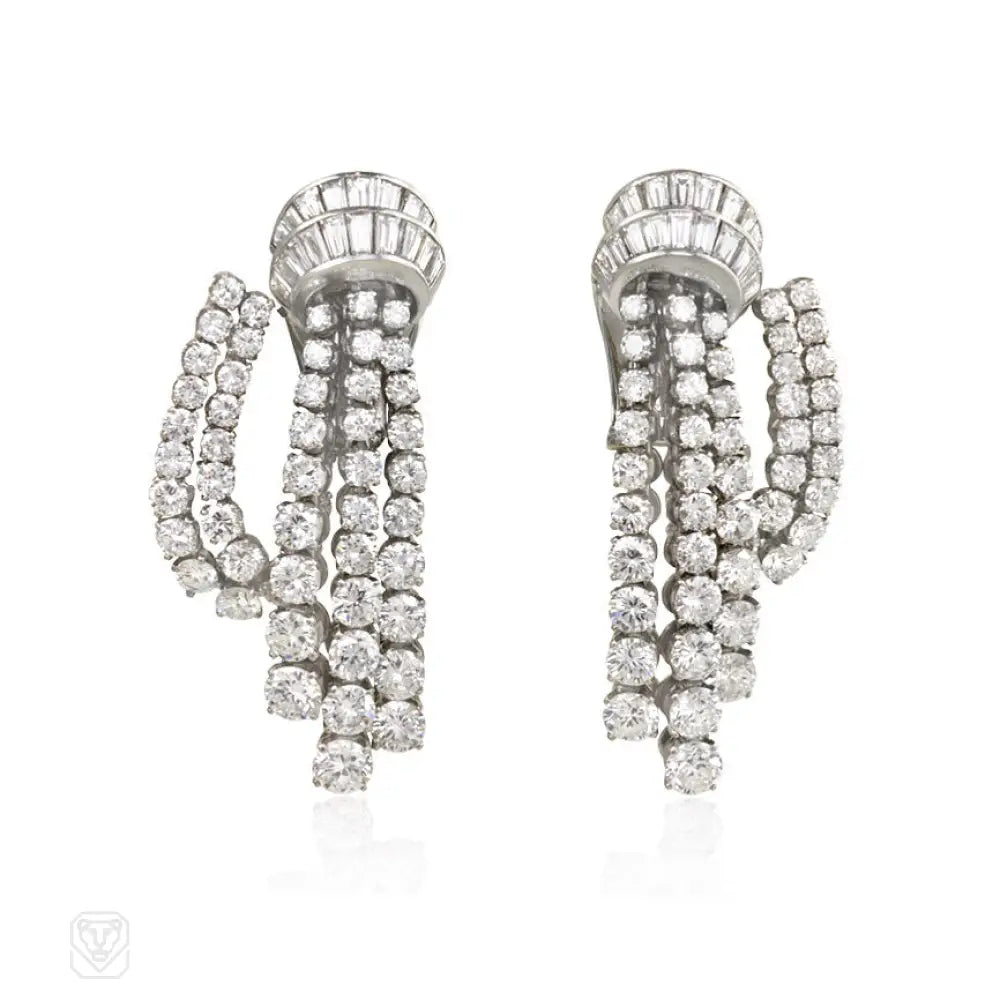 Women’s playful earrings-Retro diamond "Cascade" earrings, Van Cleef & Arpels