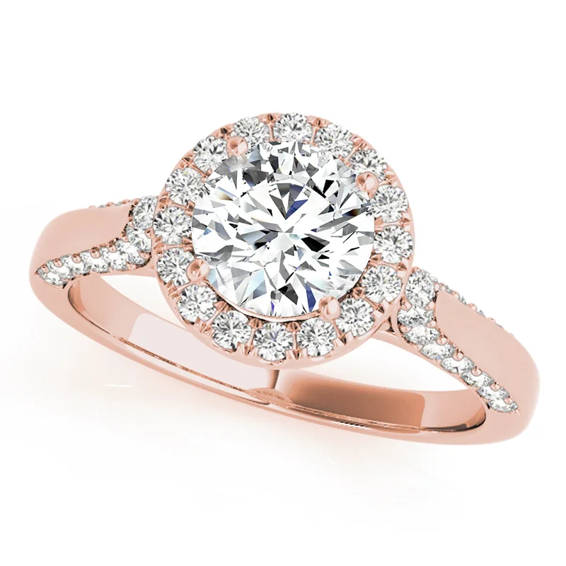 White gold engagement rings for women-Auriya 14k Rose Gold Lab Grown Round Diamond Halo Engagement Ring 0.50 to 5.00 ct. tw. (F-G VS)