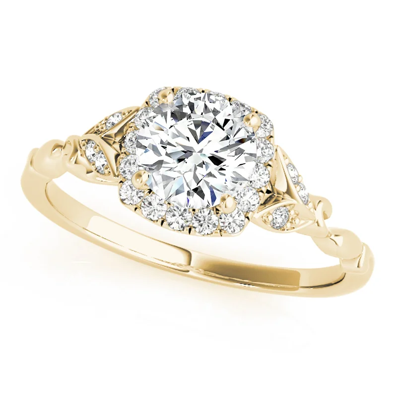 Engagement rings with halo setting-Auriya 14k Yellow Gold Lab Grown Round Diamond Halo Engagement Ring 0.50 to 5.00 ct. tw. (F-G VS)