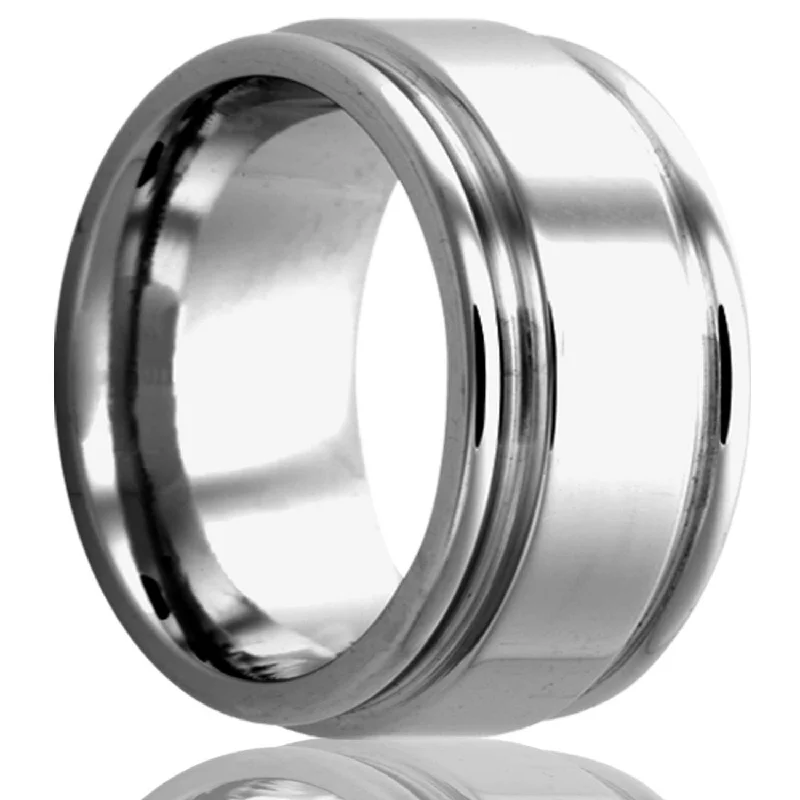 Vintage women’s engagement rings-Tungsten Wedding Band with Grooved Edges