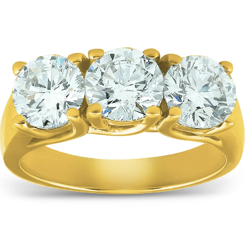 Engagement rings with engraved settings-2 1/2ct Three Stone Diamond Engagement Ring 14K Yellow Gold