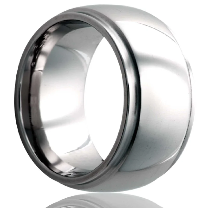 Unique women’s wedding bands-Domed Tungsten Wedding Band with Stepped Edges