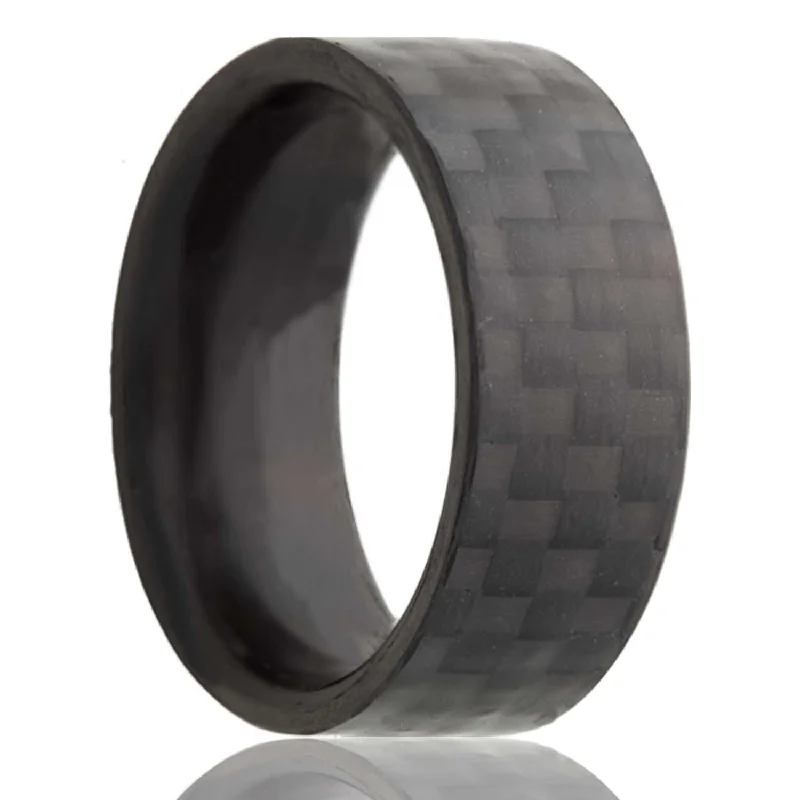 Women’s rings with intricate carvings-Classic Carbon Fiber Wedding Band