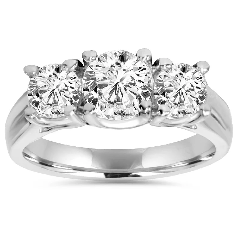 Solitaire engagement rings for women-1 1/4ct Three Stone Diamond Engagement Ring Platinum