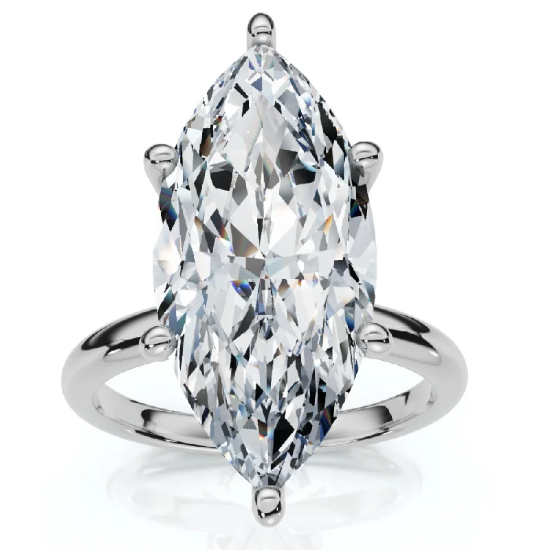 Women’s vintage-inspired engagement rings-Certified 6Ct Marquise Solitaire Diamond Engagement Ring 14k Gold Lab Grown