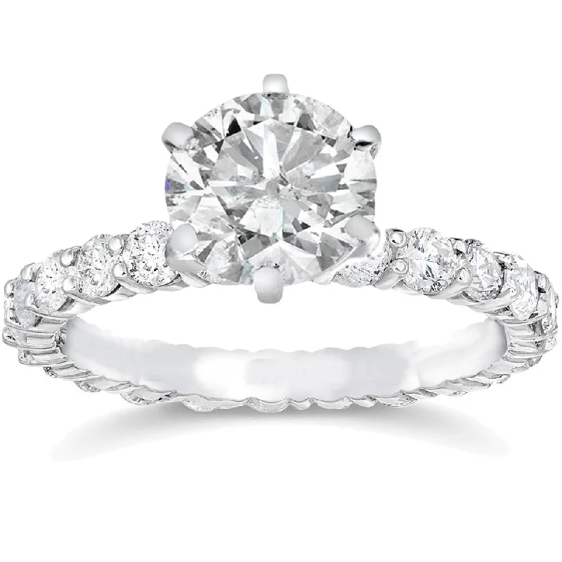 Engagement rings with oval diamonds-3 1/2ct Clarity Enhanced Diamond Eternity Engagement Ring 14K Round Cut White Gold