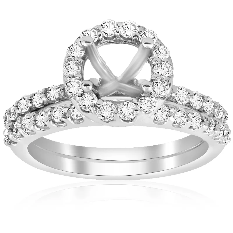 Classic diamond engagement rings-7/8ct Diamond Engagement Wedding Ring Setting 14K White Gold Mounting