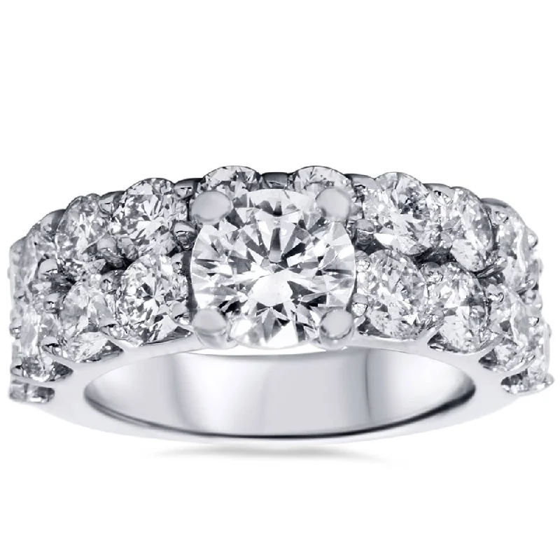 Women’s double halo engagement rings-6ct Diamond Engagement Ring Set 14K White Gold