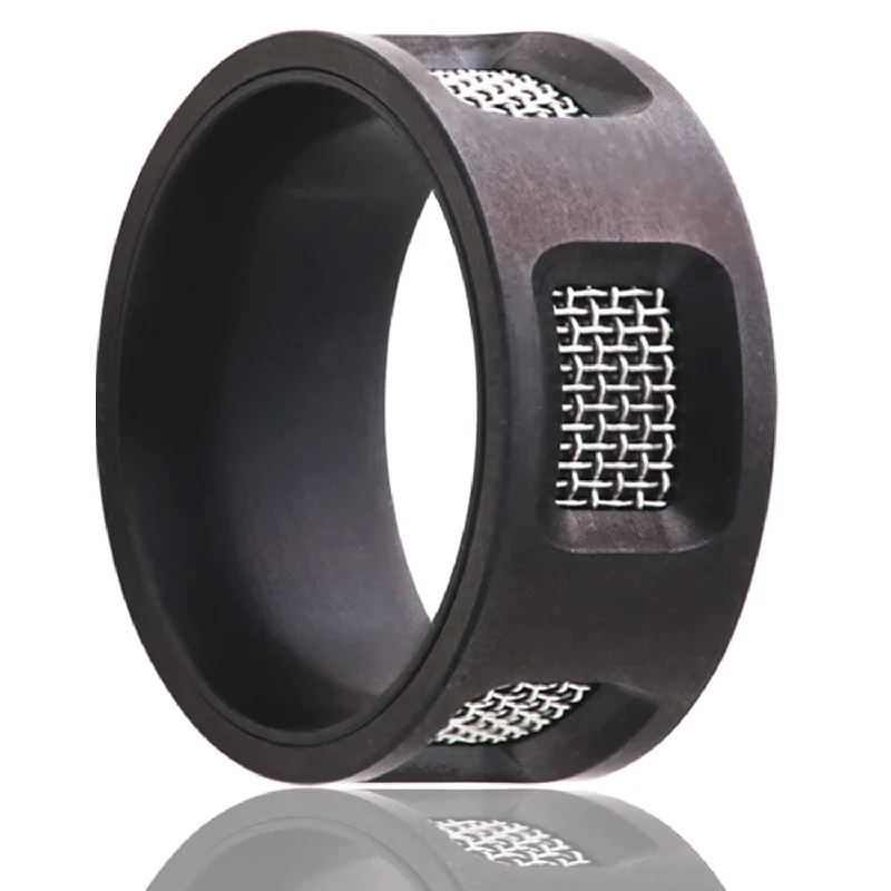 Diamond wedding rings for women-Zirconium Men's Wedding Band with Mesh Inlays