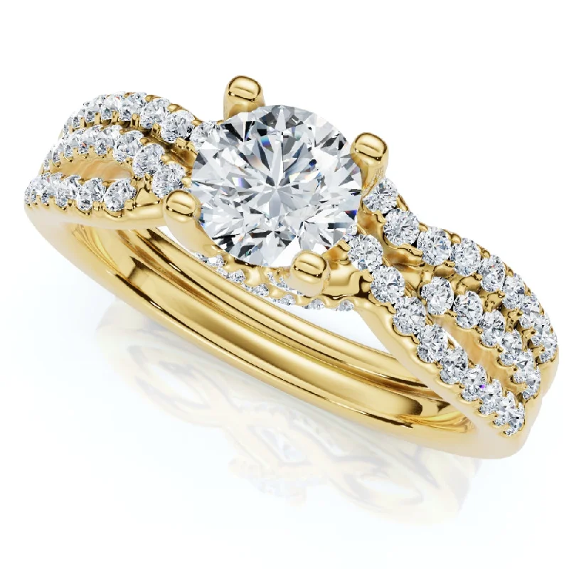 Custom-made engagement rings for women-1Ct TW Infinity Engagement Wedding Ring Set 14k Gold Lab Grown