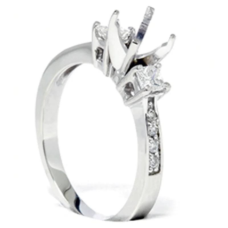 Modern engagement rings for women-Princess Cut Diamond Engagement Semi Mount Ring Setting